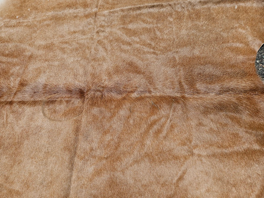Light Brown & White Genuine Cowhide Rug - 74” x 68”
