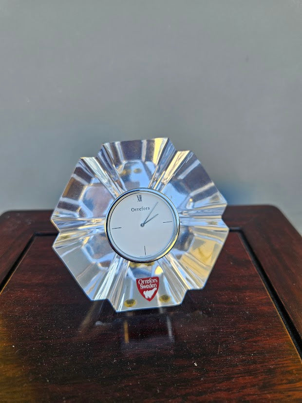 Orrefors Orion Crystal Desk Clock