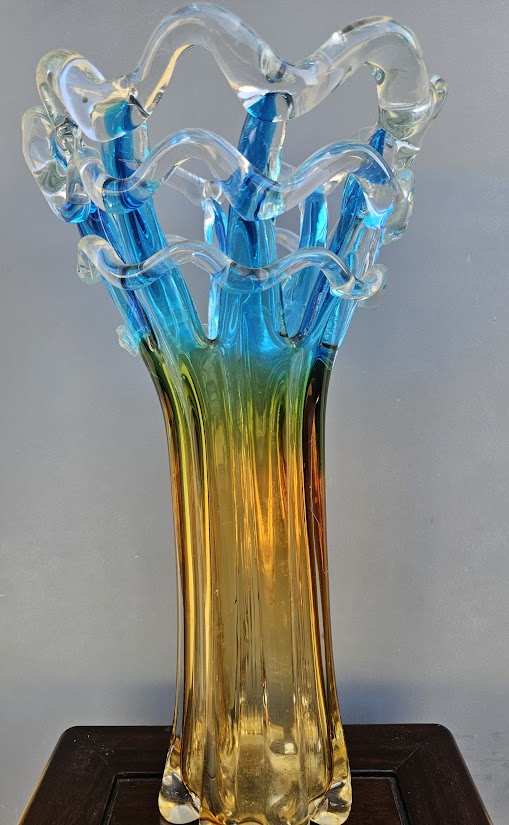 Hand-Blown Ombre Art Glass Vase
