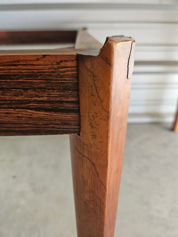 Mid Century Modern Brazilian Rosewood Coffee Table With Smoked Glass Top