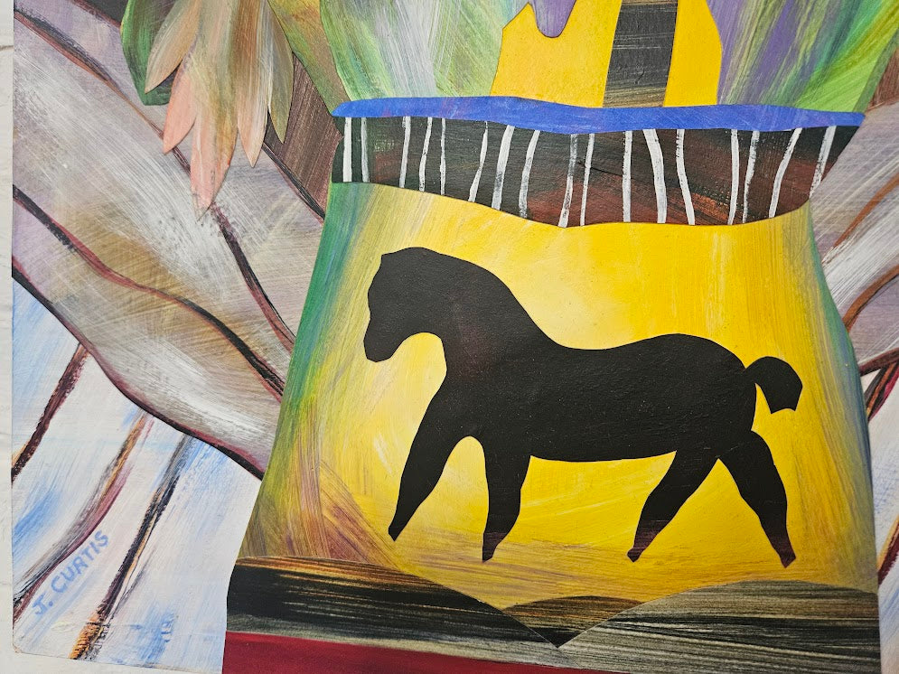 Joan Curtis Original Mixed-Media Acrylic Collage on Panel
