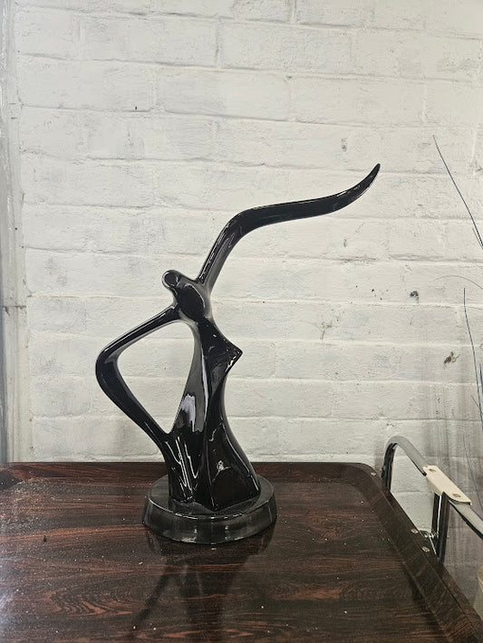 Vintage MCM Black Ceramic Seagull Sculpture