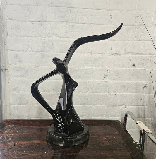 Vintage MCM Black Ceramic Seagull Sculpture