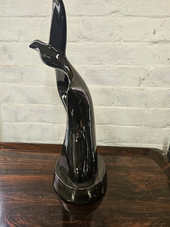 Vintage MCM Black Ceramic Seagull Sculpture