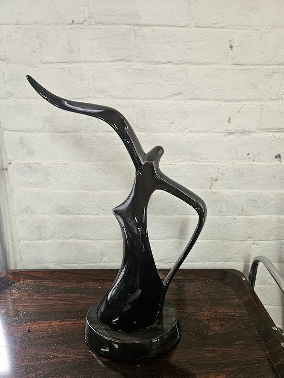 Vintage MCM Black Ceramic Seagull Sculpture
