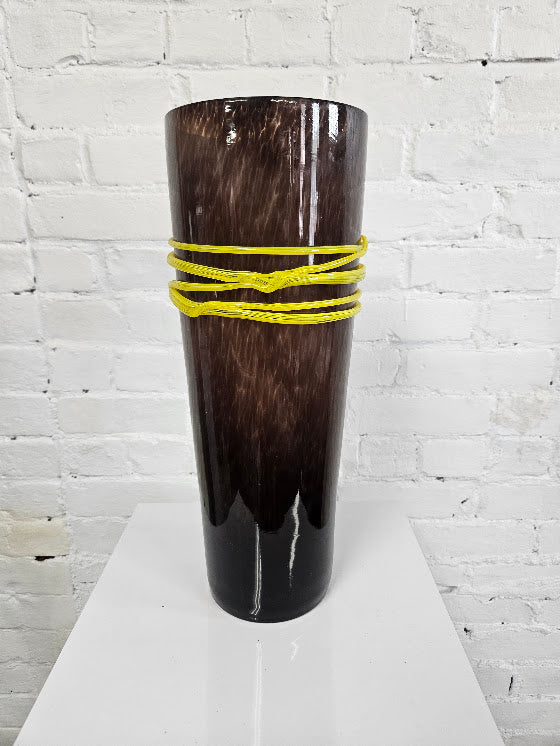 Artisan Blown Glass Vase With Rope Accent