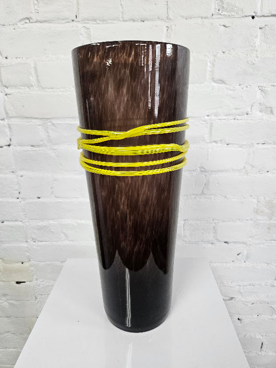 Artisan Blown Glass Vase With Rope Accent