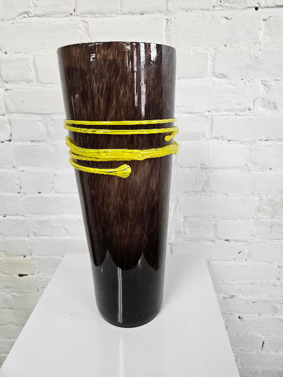 Artisan Blown Glass Vase With Rope Accent