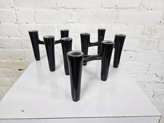 Vintage Koziol "Hommage" Black Modular Candle Holders (Set of 3)