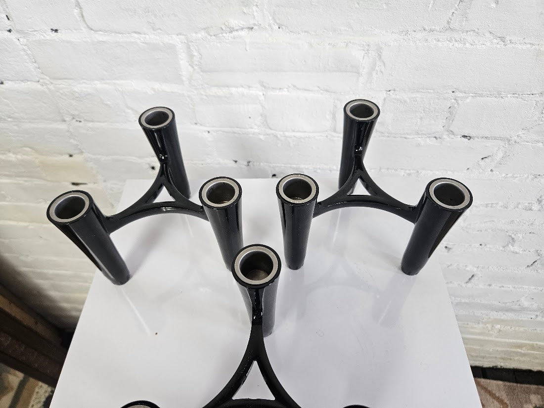 Vintage Koziol "Hommage" Black Modular Candle Holders (Set of 3)