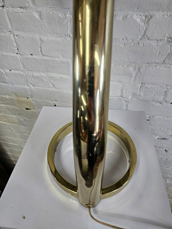 Vintage Brass Squiggle Table Lamp with Pleated Shade