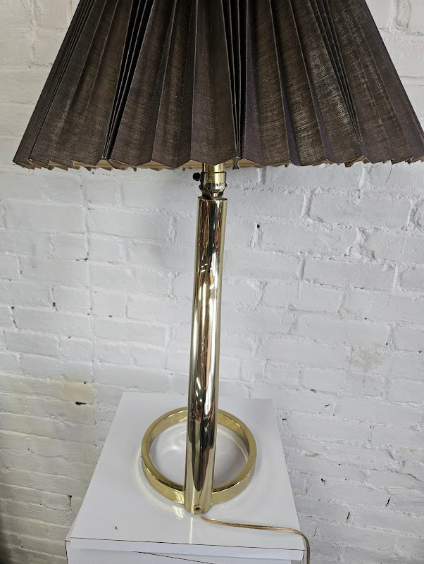 Vintage Brass Squiggle Table Lamp with Pleated Shade