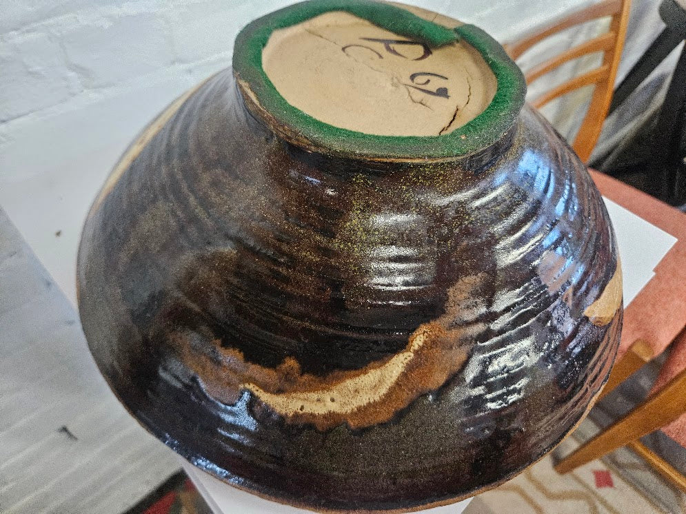 Vintage Mid-Century Modern Studio Pottery Large Bowl – Abstract Stoneware