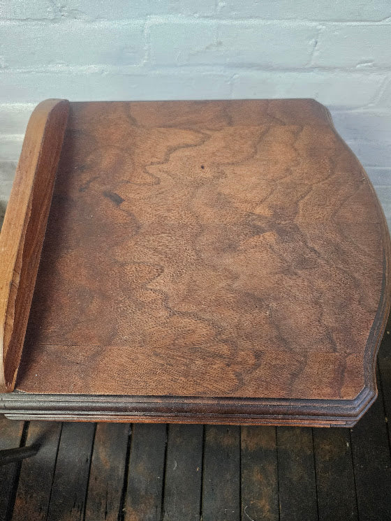 Antique Early 20th Century Burl Mahogany Bedside Table / Nightstand