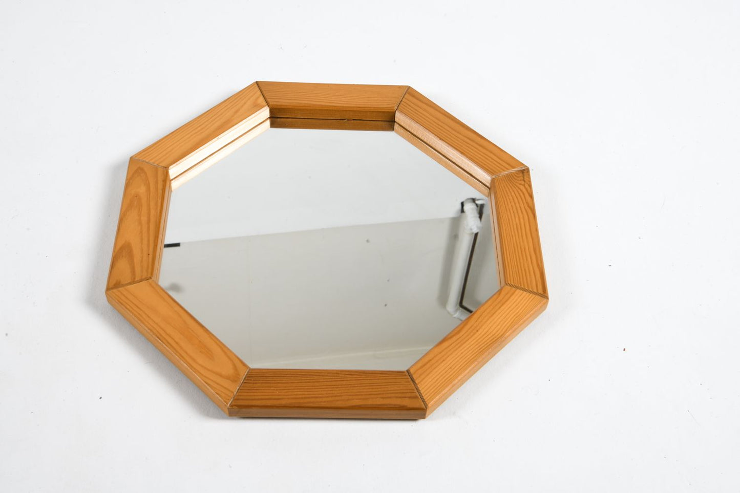 Danish Octagonal Wooden Wall Mirror in Pine, Denmark, 1970s