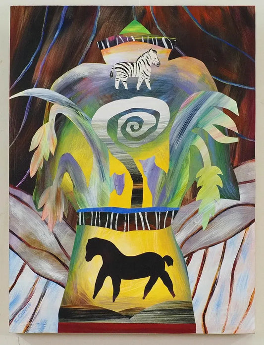 Joan Curtis Original Mixed-Media Acrylic Collage on Panel
