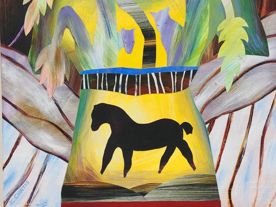 Joan Curtis Original Mixed-Media Acrylic Collage on Panel