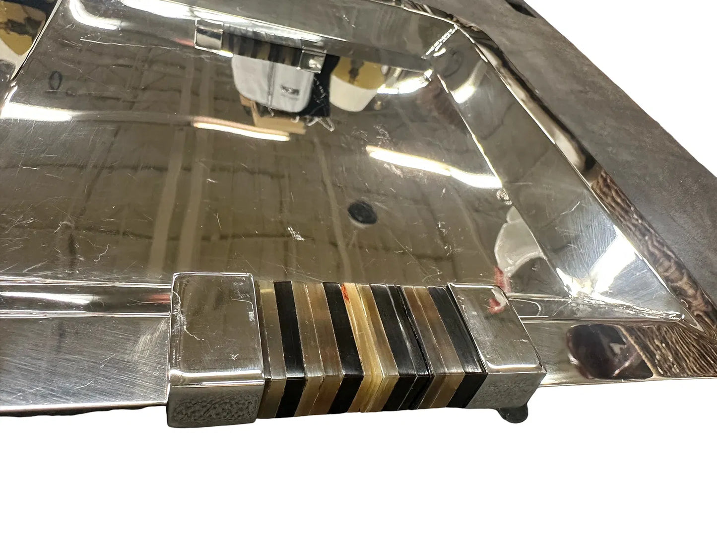 Airedelsur Jujoy Silver Serving Tray by Marcelo Lucini Argentina Horn Handles