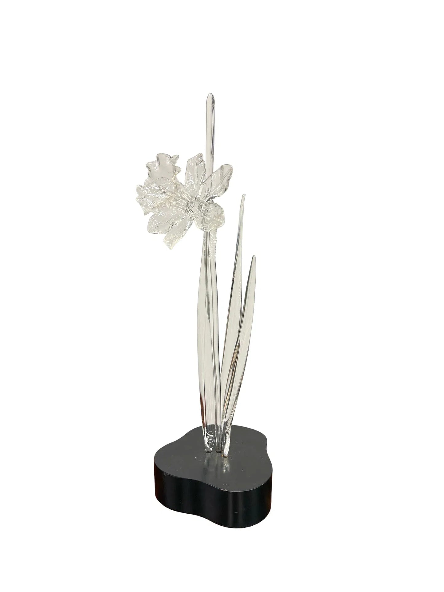 Hans Frabel Glass Daffodil Sculpture on Stand