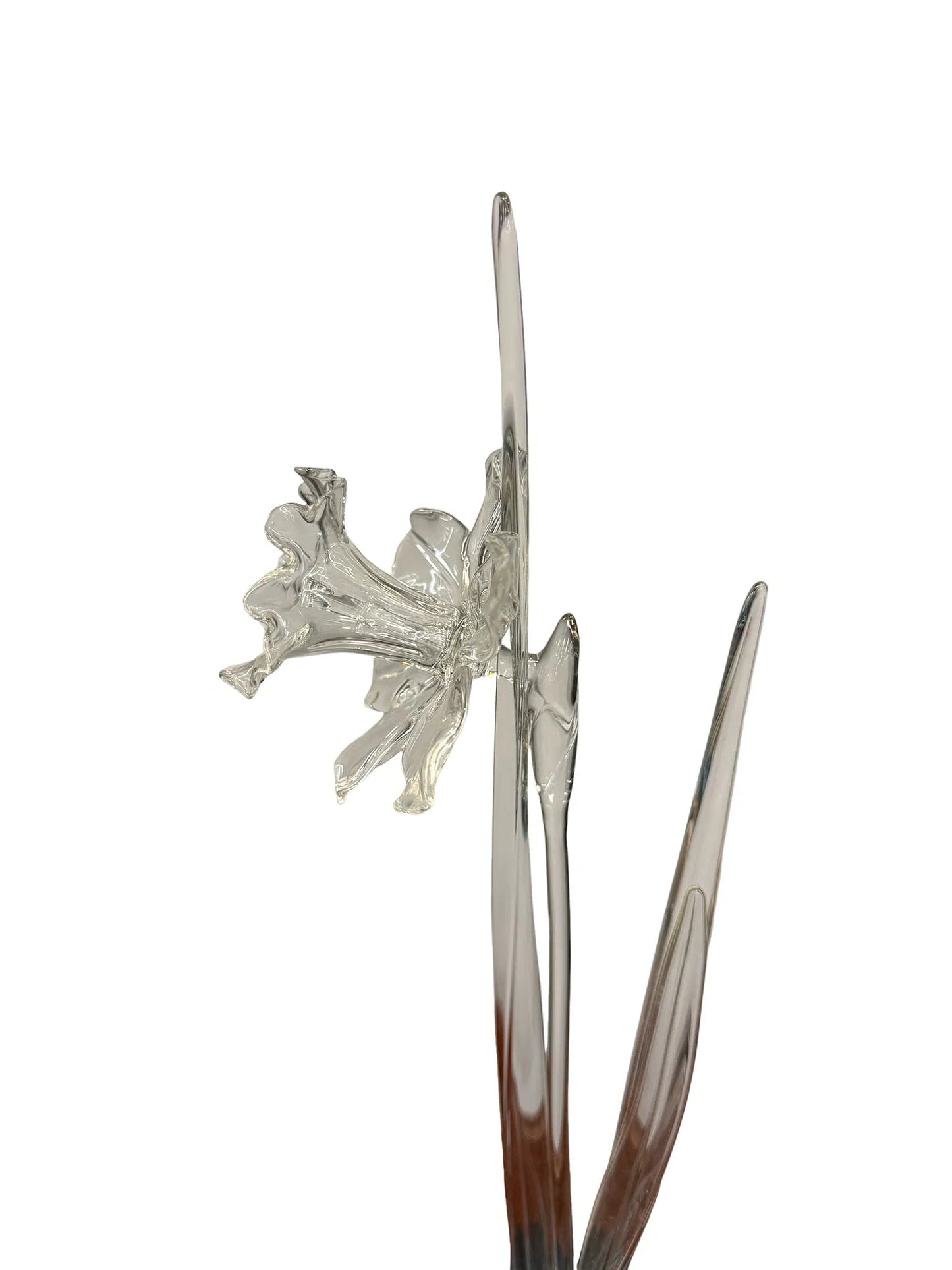 Hans Frabel Glass Daffodil Sculpture on Stand