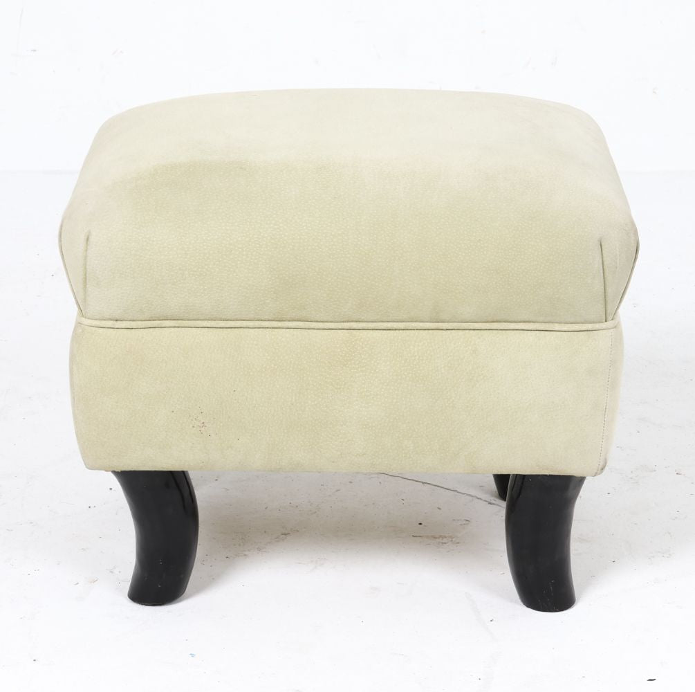 Suede & Ox Horn Ottoman