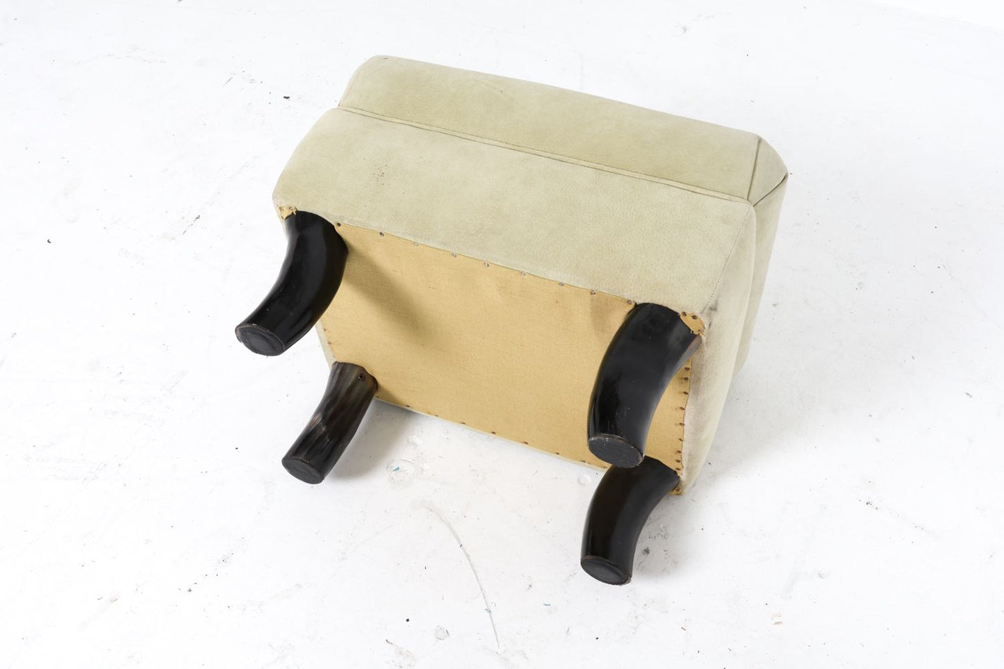 Suede & Ox Horn Ottoman