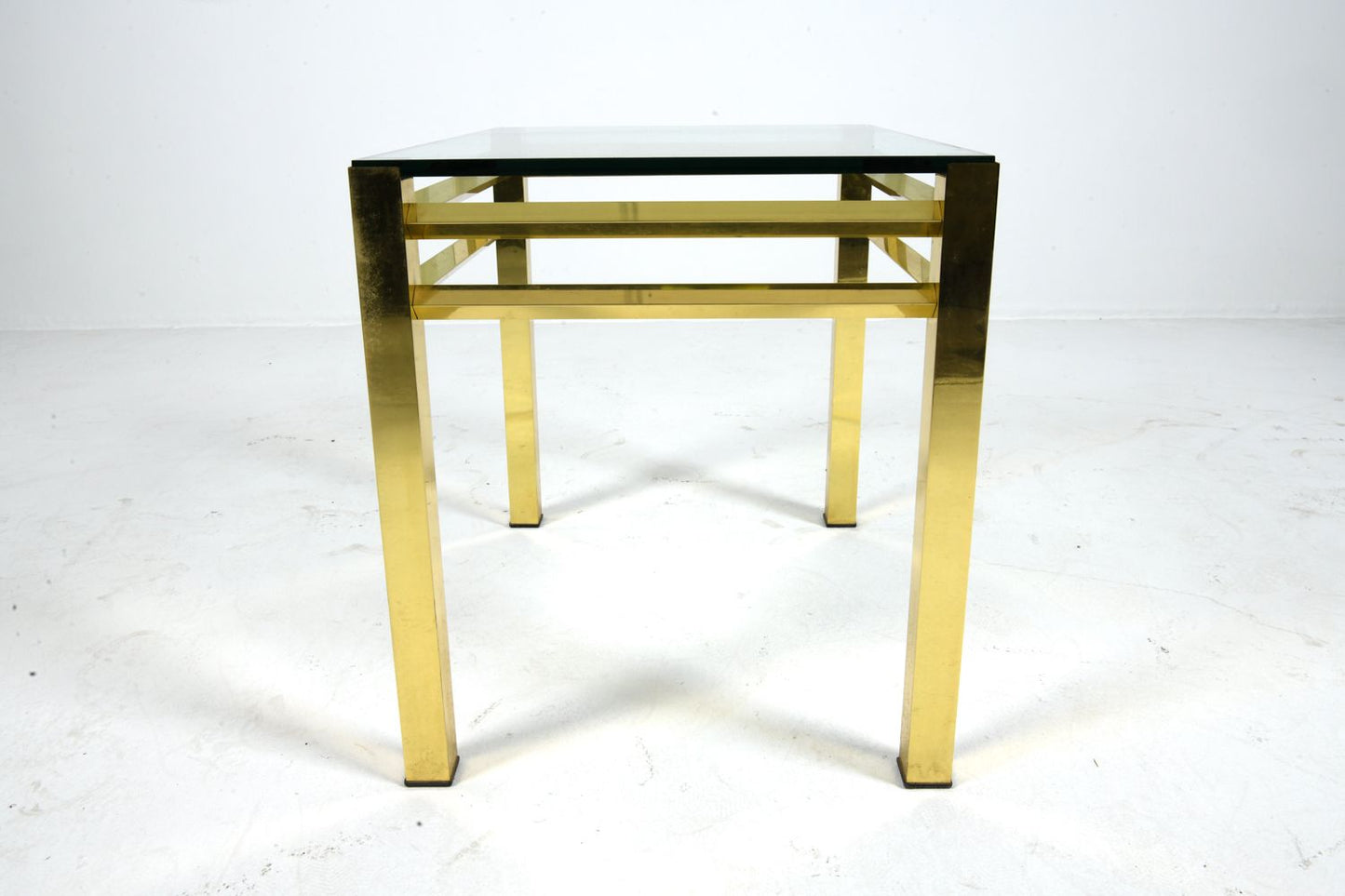 Pair of Maison Jansen Style Brass & Glass Side Tables