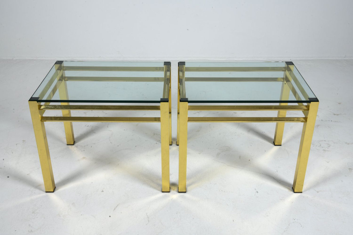 Pair of Maison Jansen Style Brass & Glass Side Tables