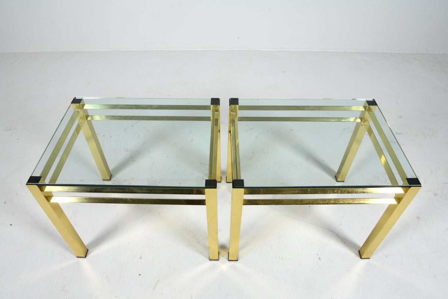 Pair of Maison Jansen Style Brass & Glass Side Tables