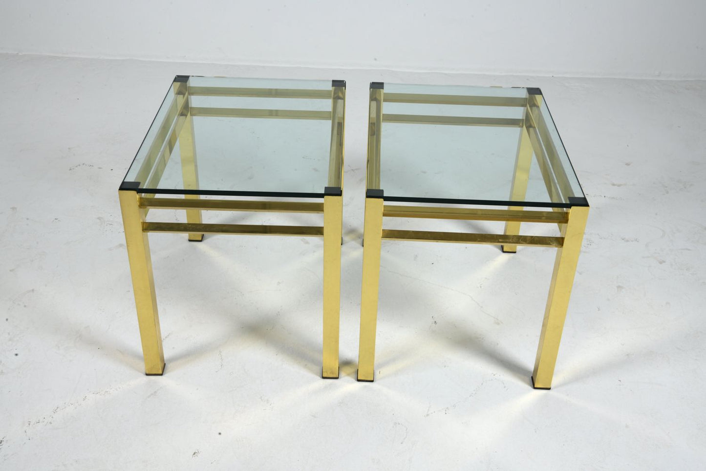 Pair of Maison Jansen Style Brass & Glass Side Tables