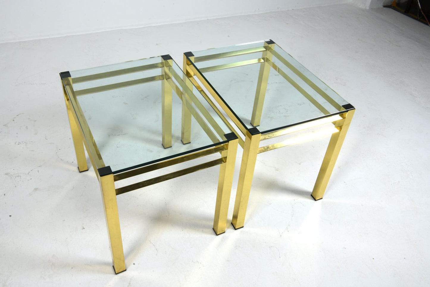 Pair of Maison Jansen Style Brass & Glass Side Tables
