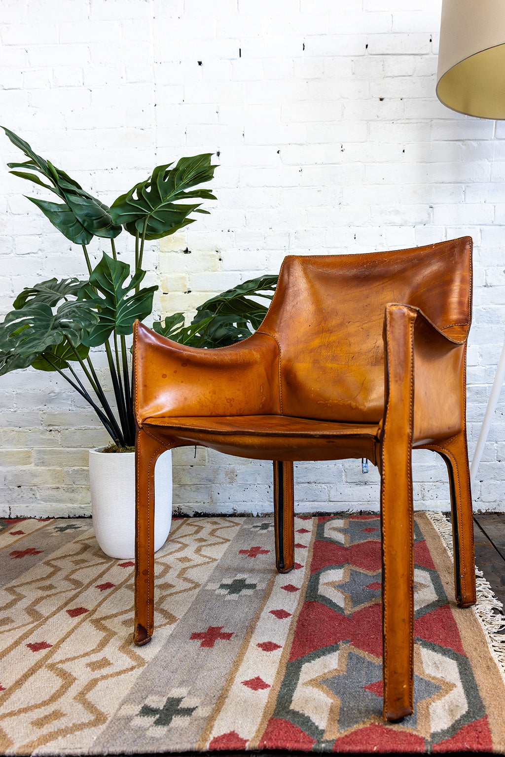 Pair of Cab 413 Armchairs in Cognac Leather by Mario Bellini for Cassina