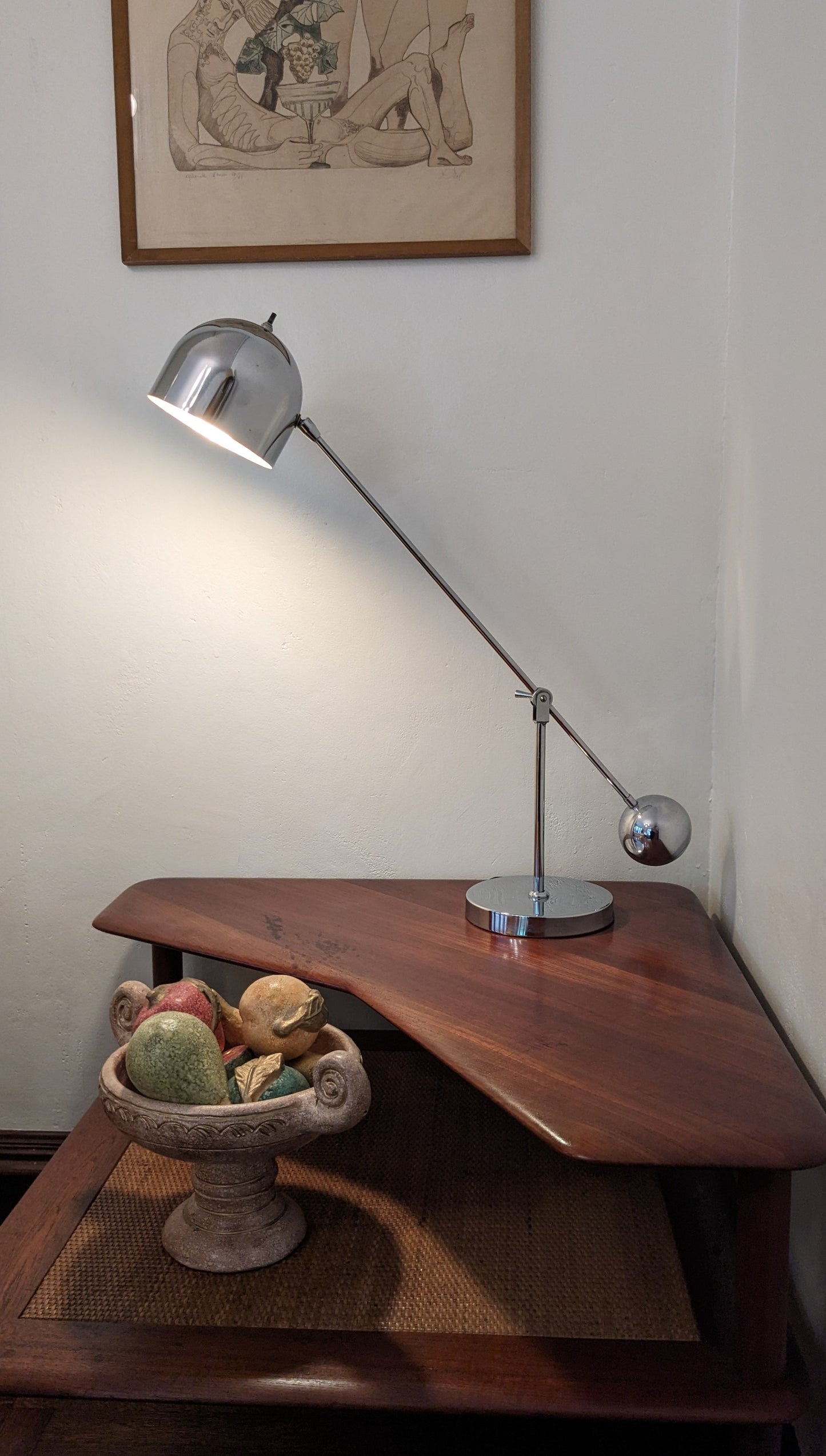 1960s Sonneman Chrome Articulating Eyeball Table Lamp