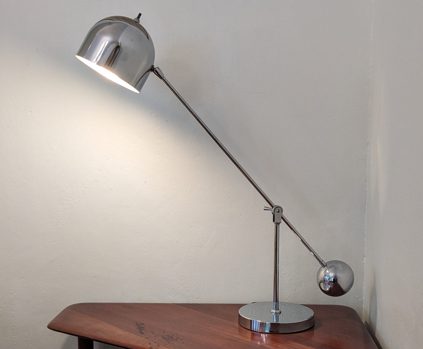 1960s Sonneman Chrome Articulating Eyeball Table Lamp