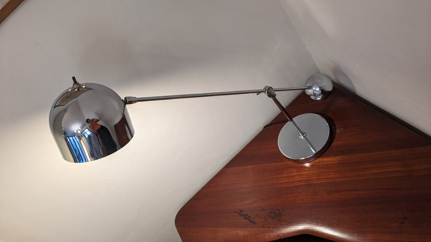 1960s Sonneman Chrome Articulating Eyeball Table Lamp