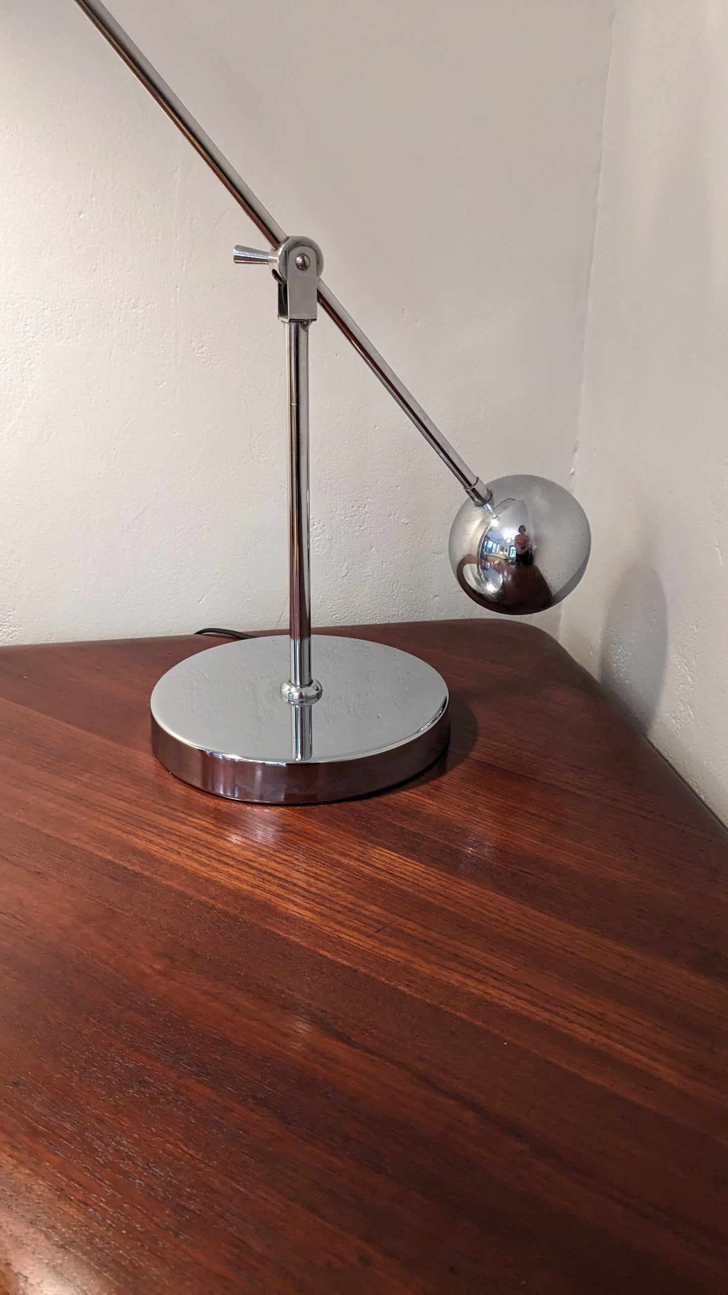 1960s Sonneman Chrome Articulating Eyeball Table Lamp