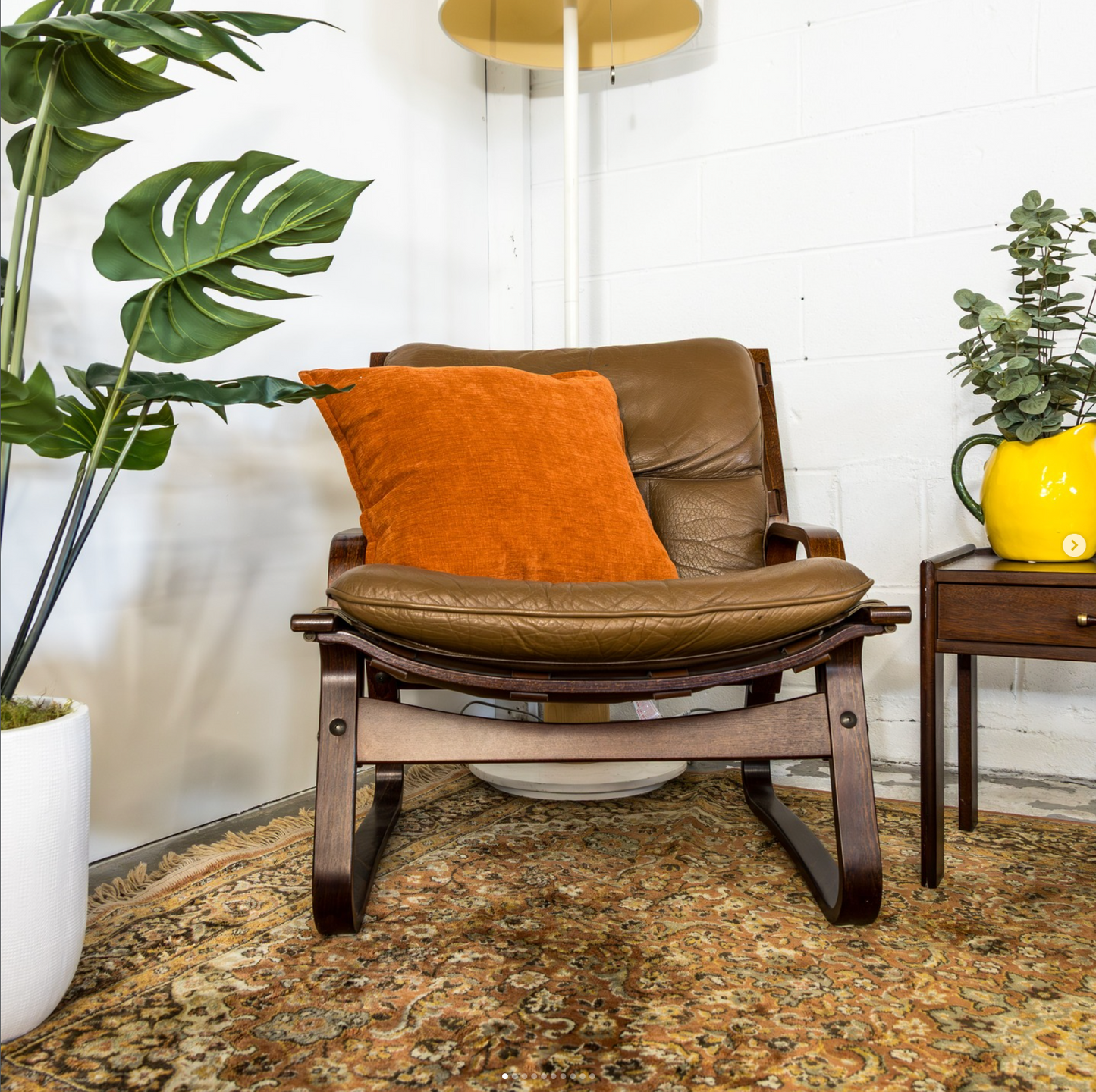 1970s Pair of Buffalo Leather Lounge Chairs by Giske Carlsen for Kleppe Møbelfabrikk