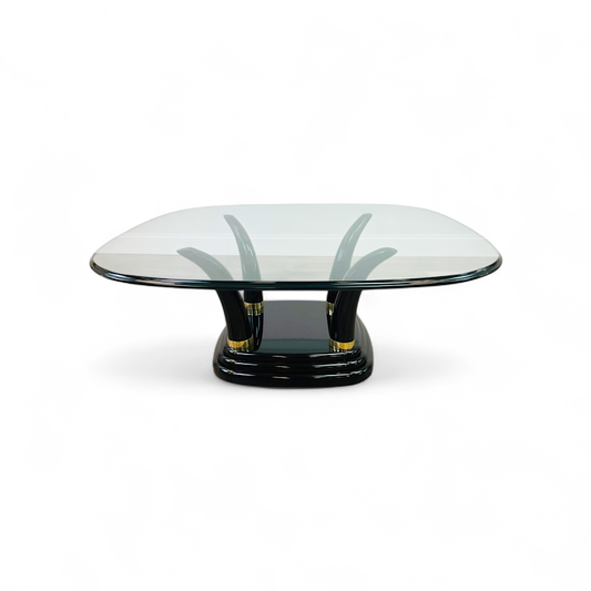Henredon Faux Elephant Tusk Glass Top Coffee Table