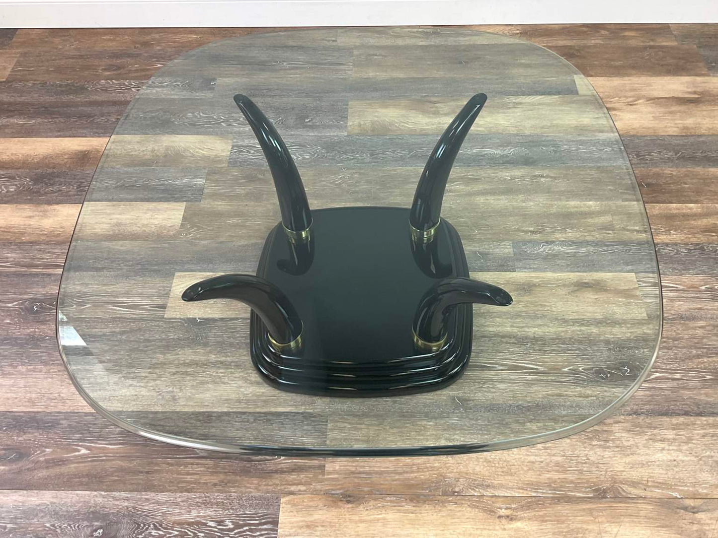 Henredon Faux Elephant Tusk Glass Top Coffee Table