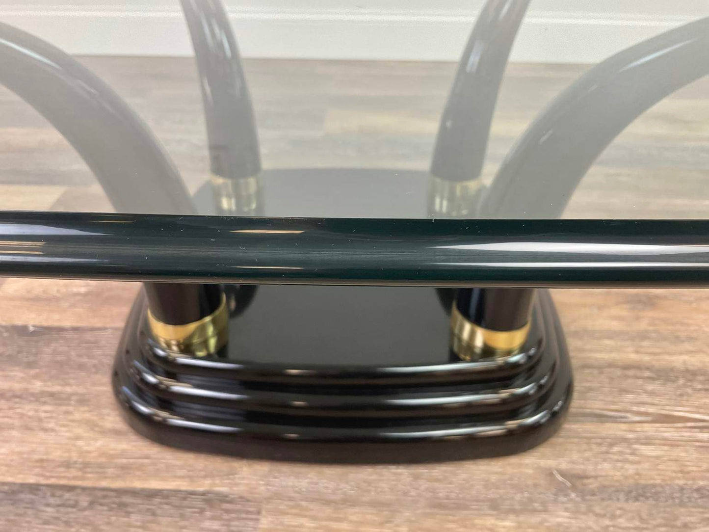 Henredon Faux Elephant Tusk Glass Top Coffee Table