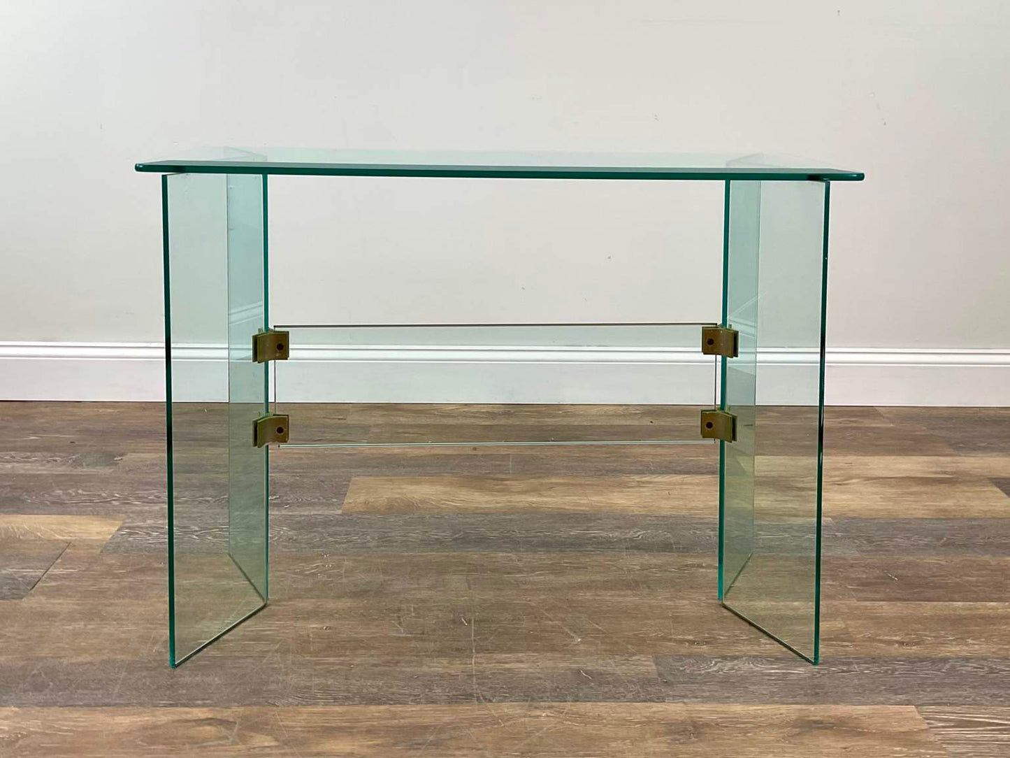 Leon Rosen Pace Collection Glass & Bronze Console Table