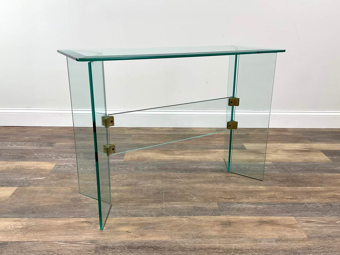 Leon Rosen Pace Collection Glass & Bronze Console Table
