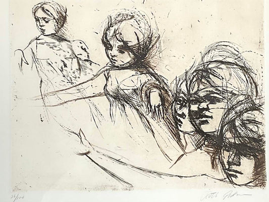 Ruth Gikow, (Ukrainian, 1913-1982), "Young Dancers", Limited Edition Etching, Signed