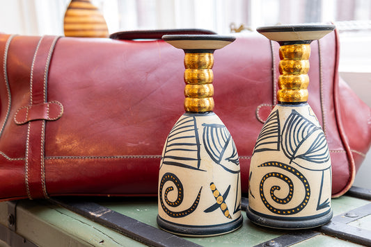 Pair of Decorative Candle Holders by Icelandic Artist Inga Elín
